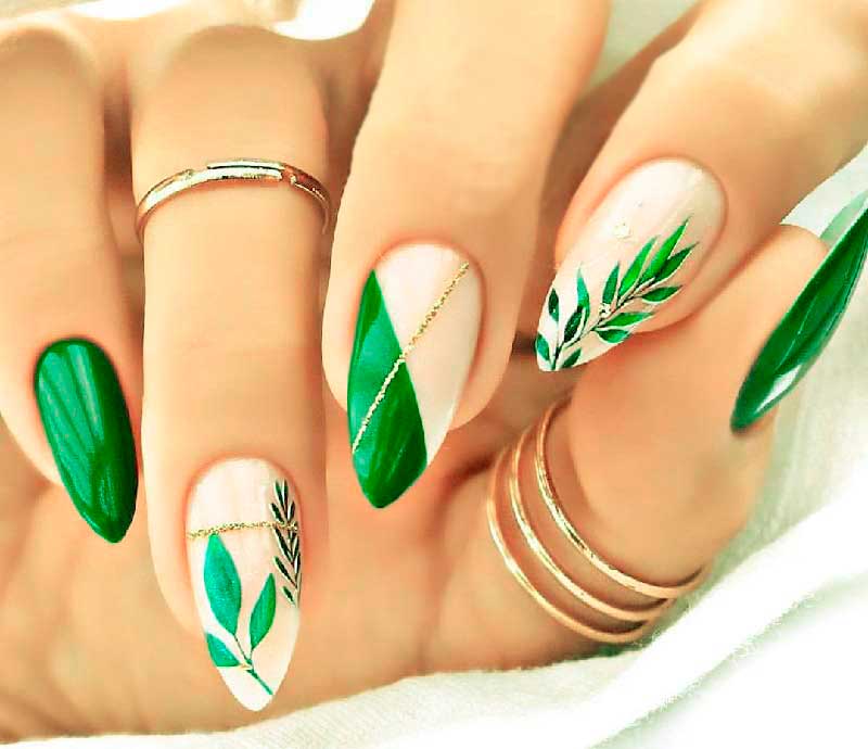 веточки и зеленые ногти