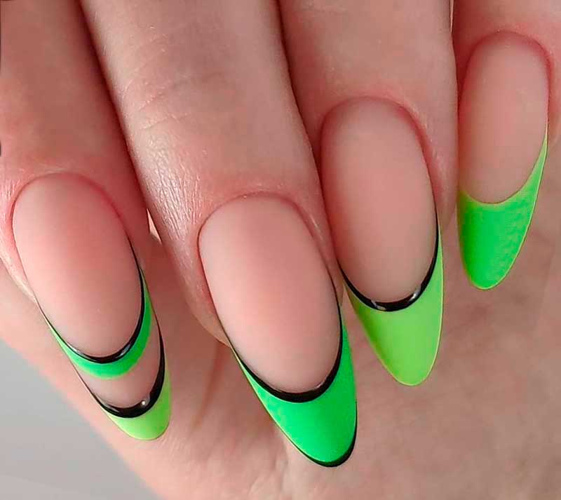 зеленые ногти с френчем