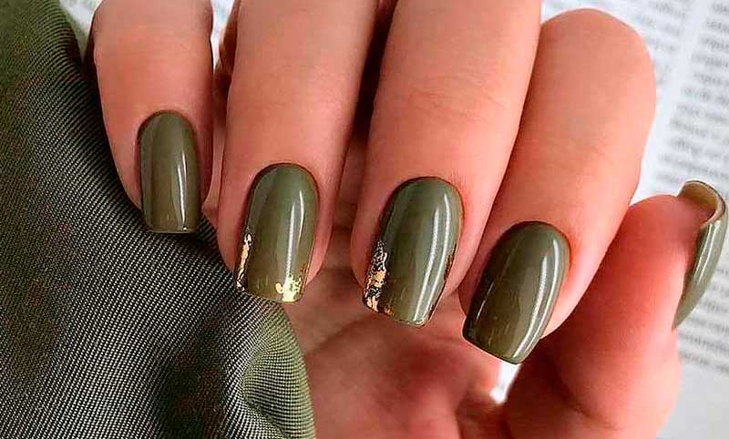 квадратные коричнево зеленые ногти