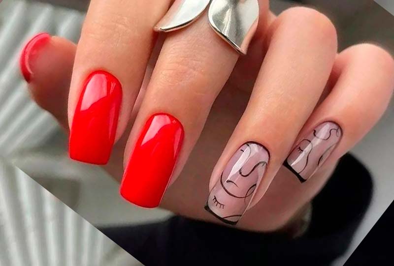 красный дизайн ногтей новинки