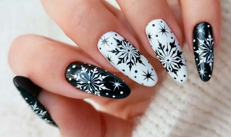 новинки дизайна ногтей со снежинками