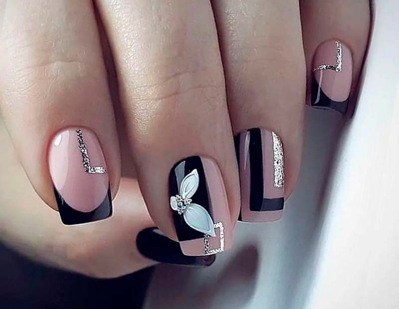 черный дизайн ногтей