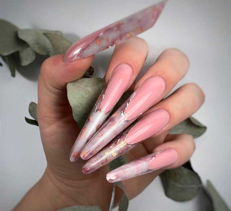 нарощенные розовые ногти