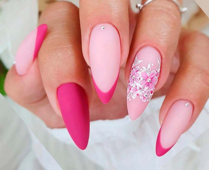 яркие розовые ногти