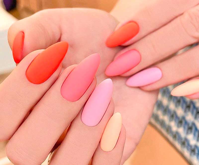оттенки розового цвета на ногтях