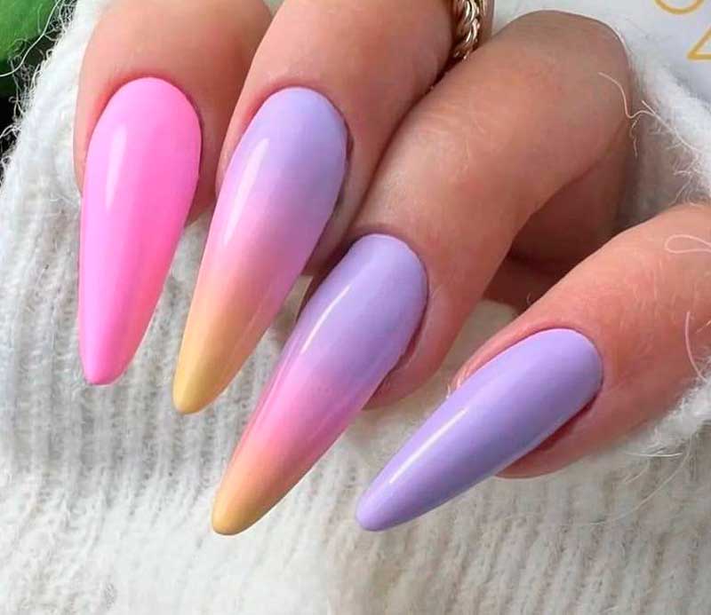нарощенные ногти с розовым цветом