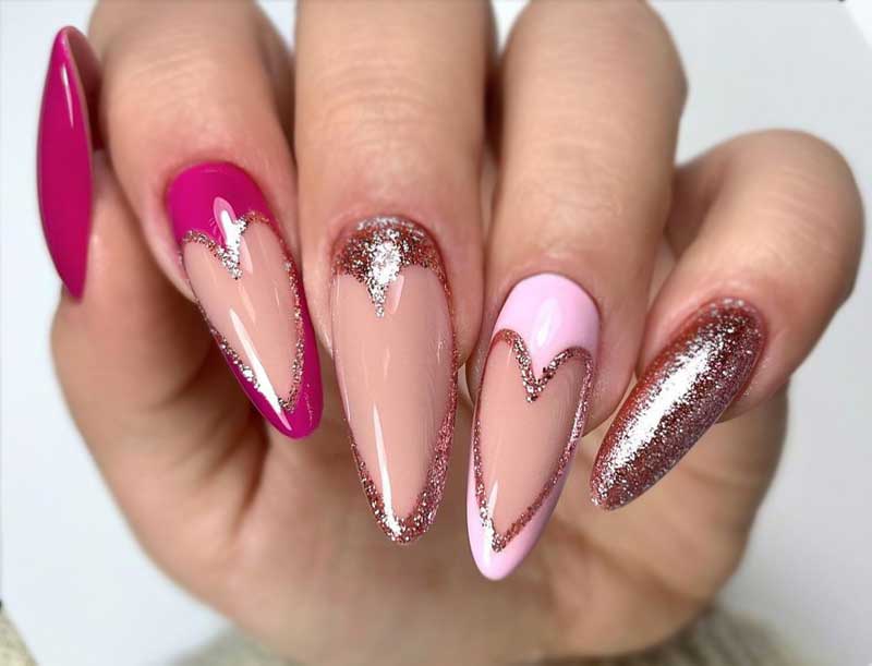 розовые ногти с дизайном
