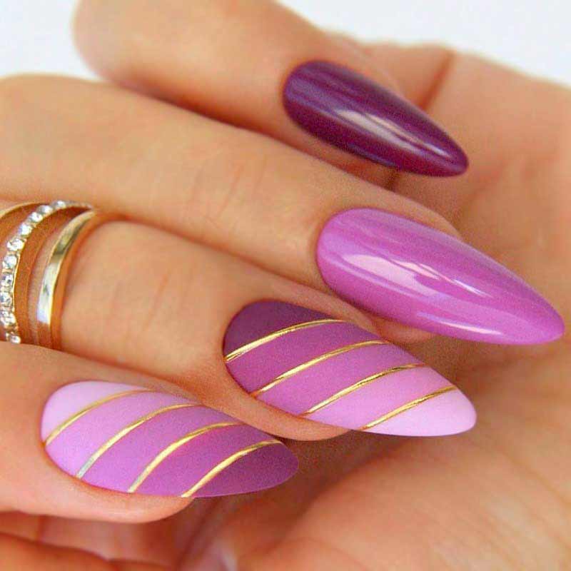 полосатый дизайн ногтей