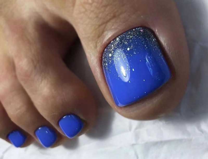 синий дизайн ногти ноги